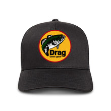 Load image into Gallery viewer, Drag Logo Black Snapback Trucker Hat