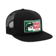 Drag Lip Ripper Black Flat Bill Snapback Trucker Hat - Drag Bass Gear