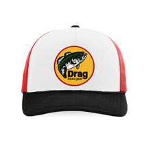 Load image into Gallery viewer, Drag Logo White/Red/Black Old School Foam Front Trucker Hat
